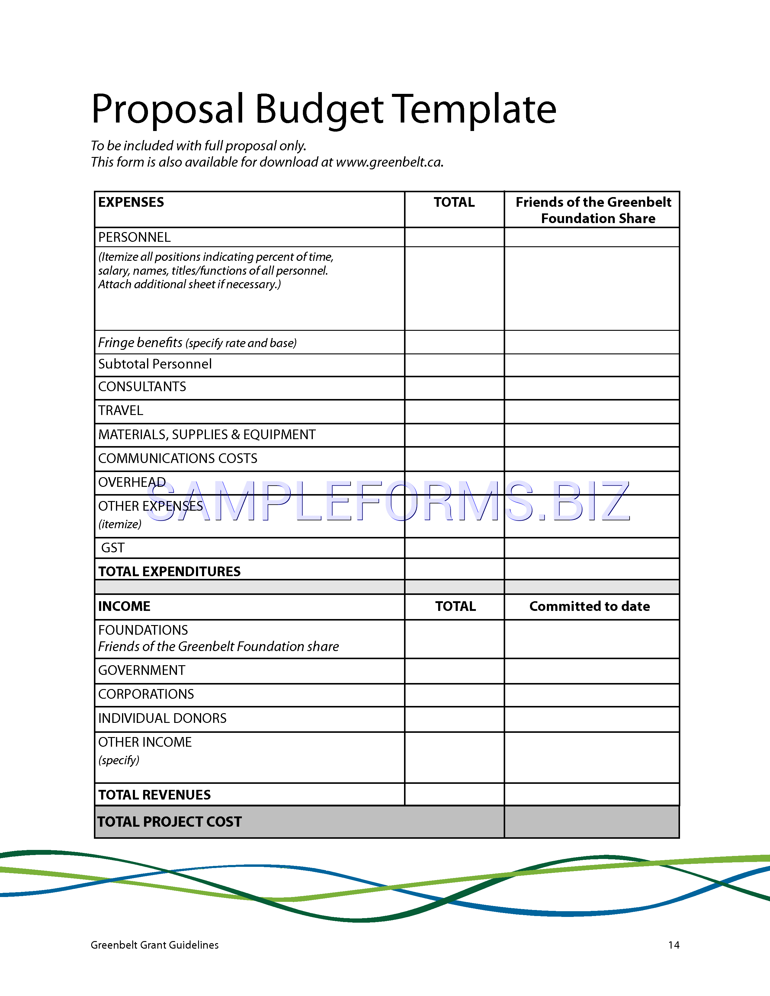 Preview free downloadable Budget Proposal Template 2 in PDF (page 1)